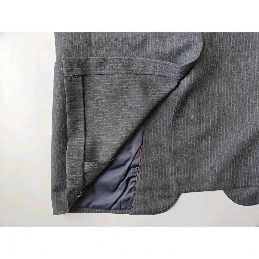 Hart Schaffner Marx 39L Gray Wool Blazer Mens 2 Button Sport Coat USA Striped